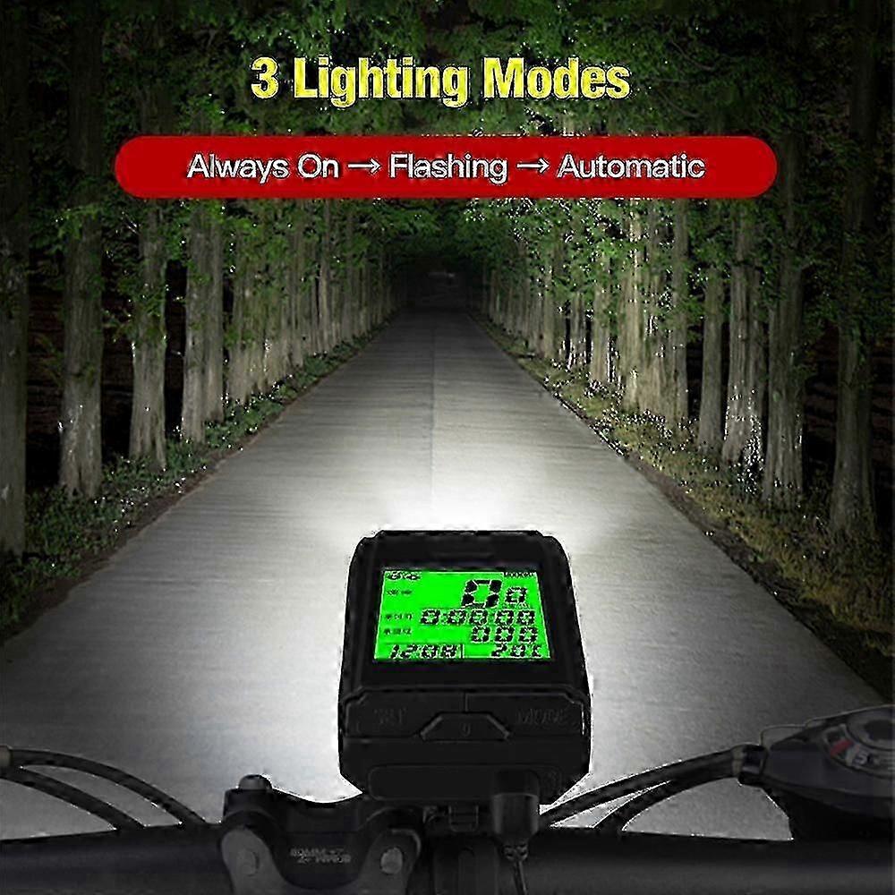 Wireless Bike Computer with LED Bicycle Front Light Horn Bicycle Speedometer