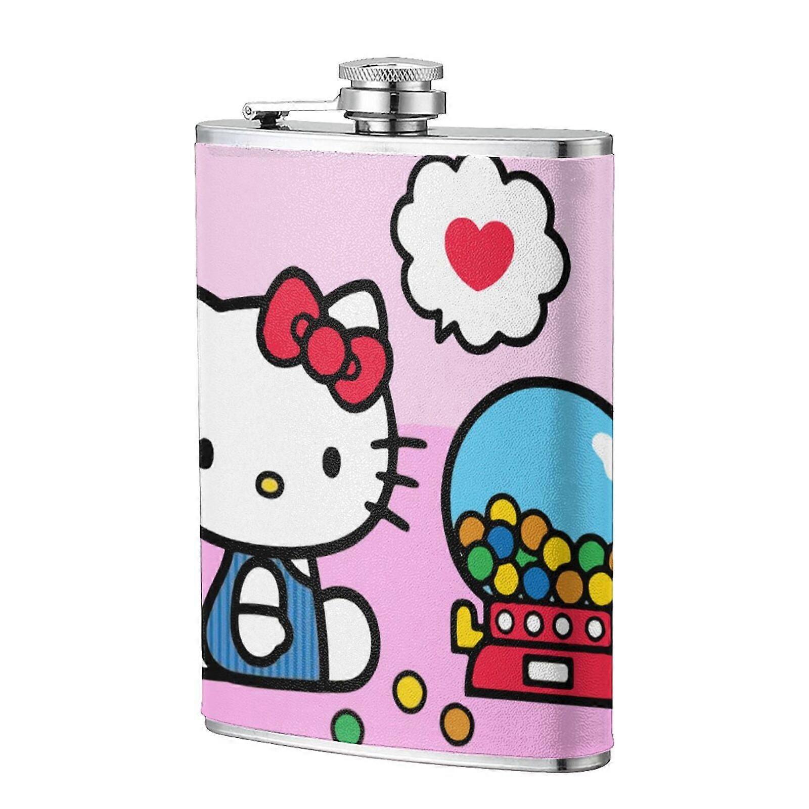 Hello Kitty 8oz Stainless Steel Flask - Compatible with Liquor, Whiskey & Spirits - Spill-proof, Portable & Durable