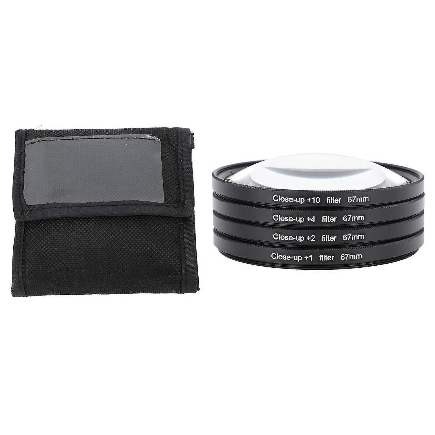 Close Up Filter Kit 4 in 1 +1 +2 +4 +10 Macro Lens Filter Optical Glass with Storage Pouch Camera Fi