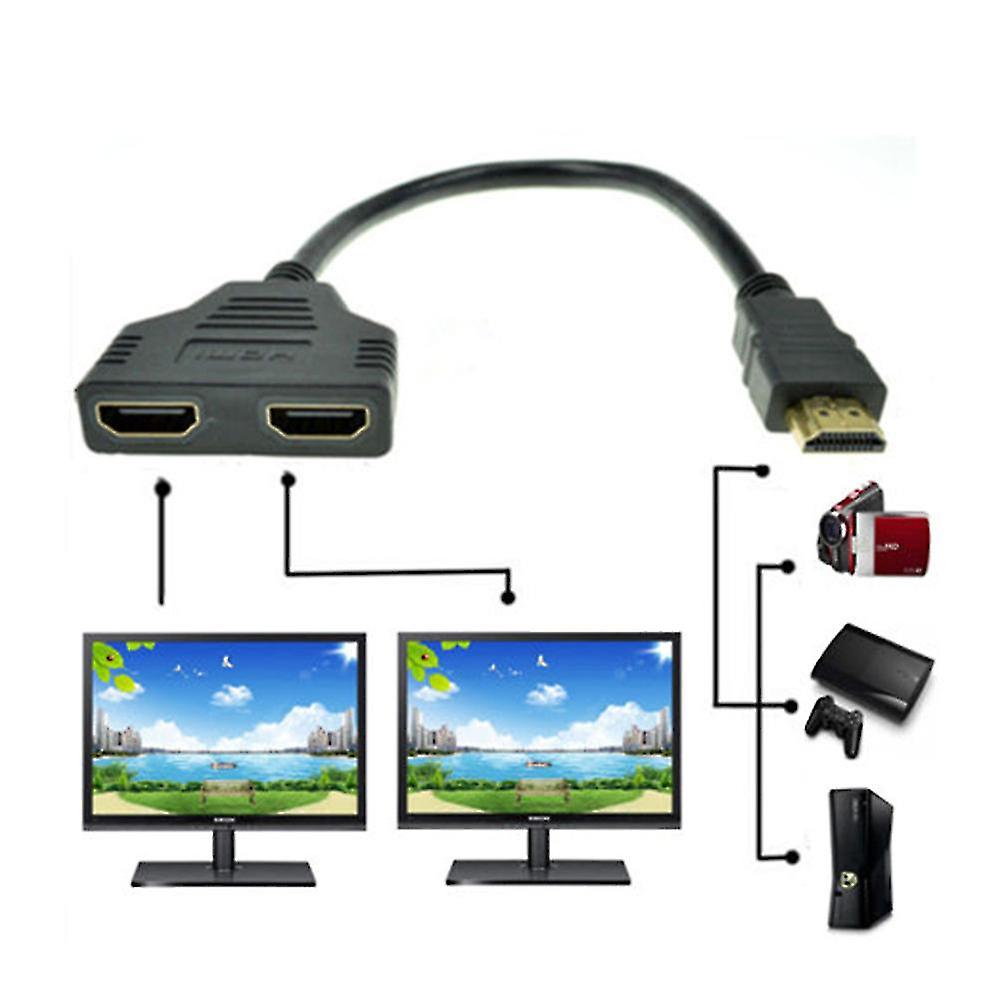 1080p Hdmi-portti uros 2 naaras 1 sisään 2 ulos jakaja kaapeli sovitin muunnin