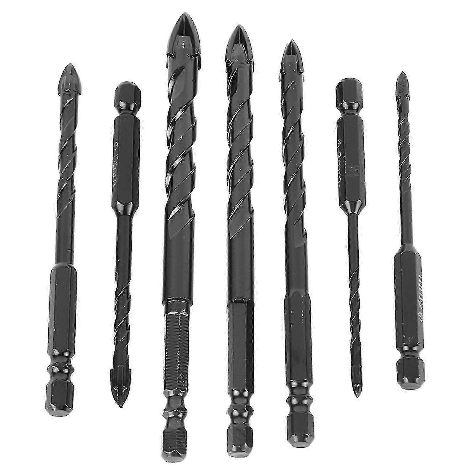 7PCS Masonry Drill Bit Set Hex 4 Flute High Hardness Alloy Twist Cross Drill Bit Set with Storage Box