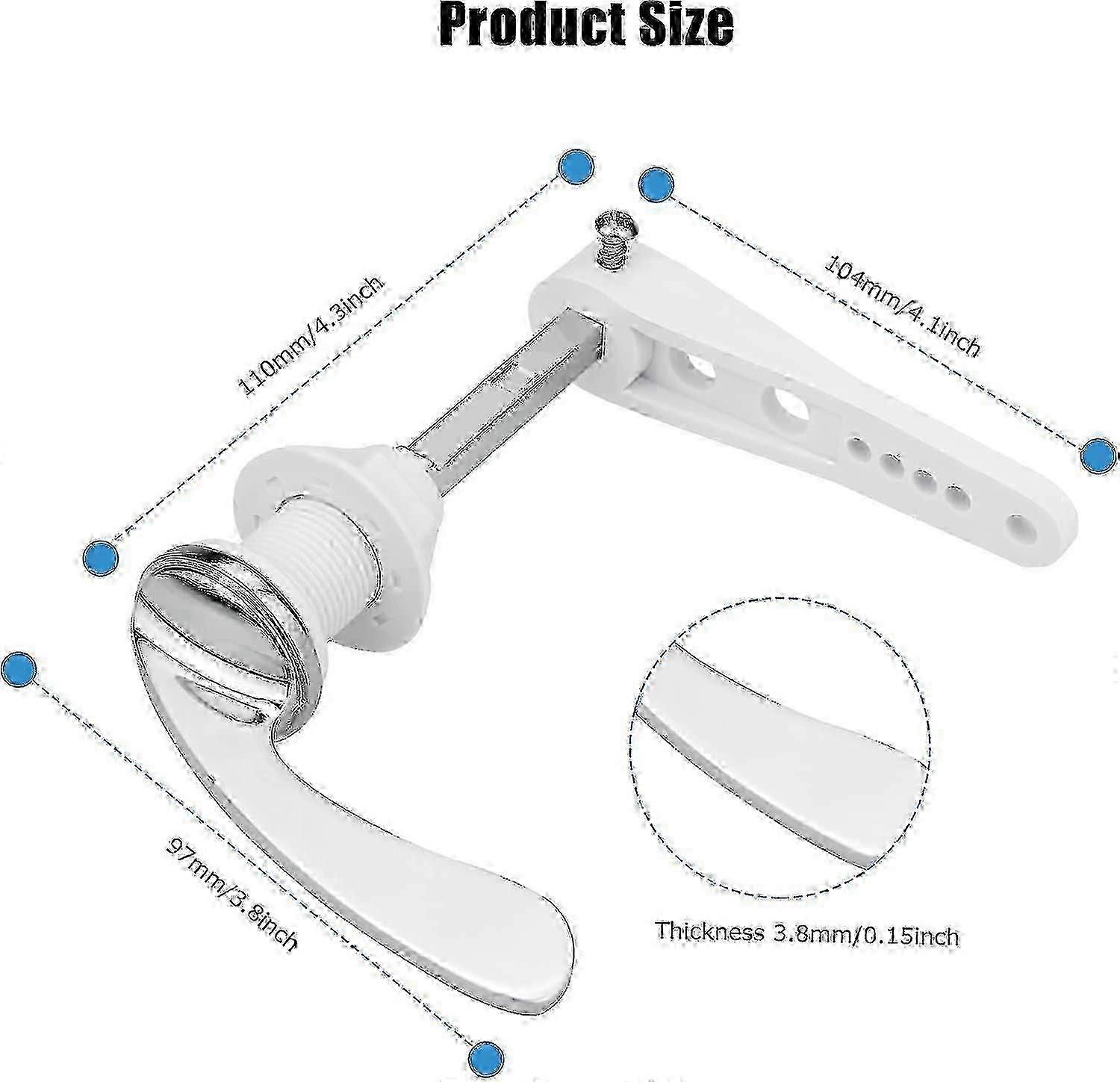 马桶冲水手柄更换，镀铬金属马桶水箱杠杆手柄，用于马桶座水箱