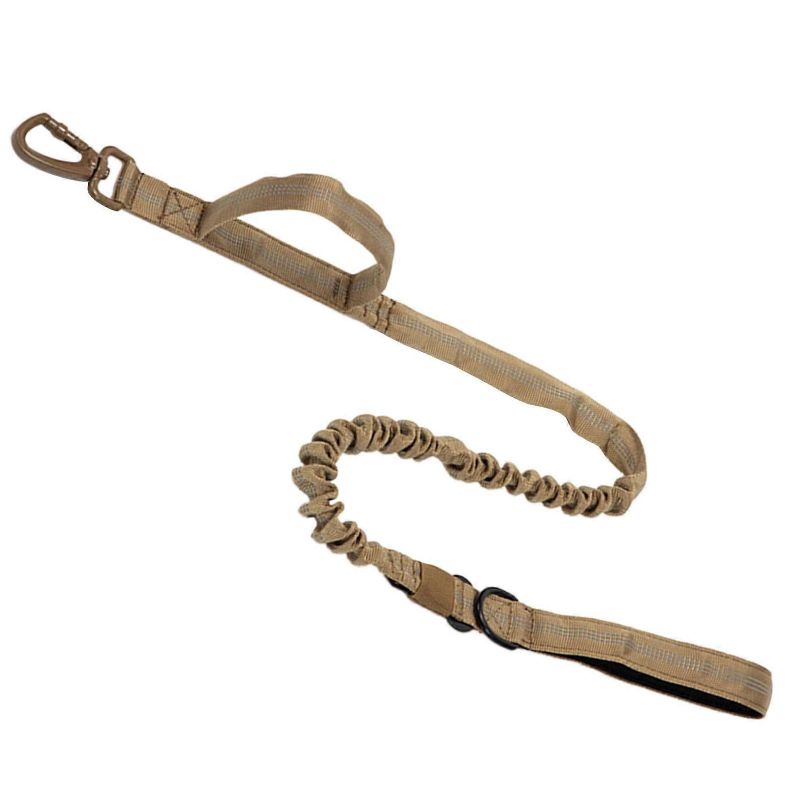 مقود تدريب العسكري مع حبل خيوط مرنة لامتصاص الصدمات مع مقبض تحكم مبطن للكلاب لون طين الجر