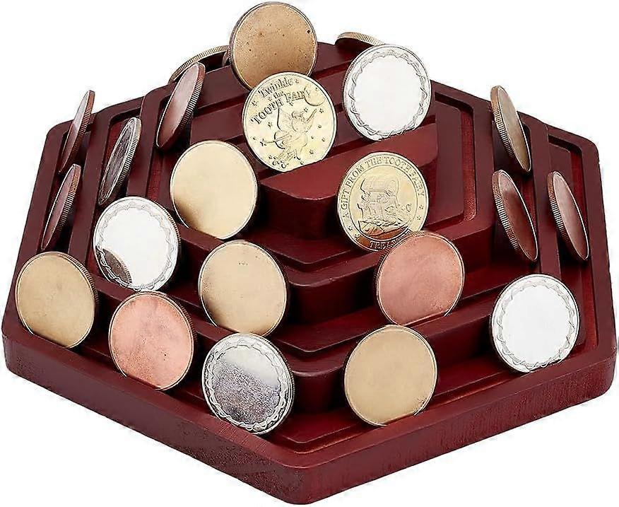 Challenge Coins Display Holder 4 Rows Wood Army Military Coin Holder Rack Coin Storage Organizer Shelf for Collectors Gift Challenge Coin Display Brow