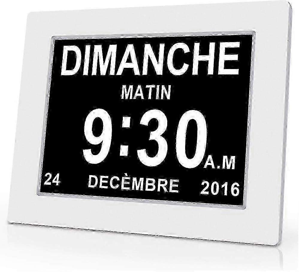 w 8" LCD Digital Clock Calendar with Date, Day and Time | Alzheimer's Clock | It's for Parents, Grandparents and Kids-Whit SZRH A-F