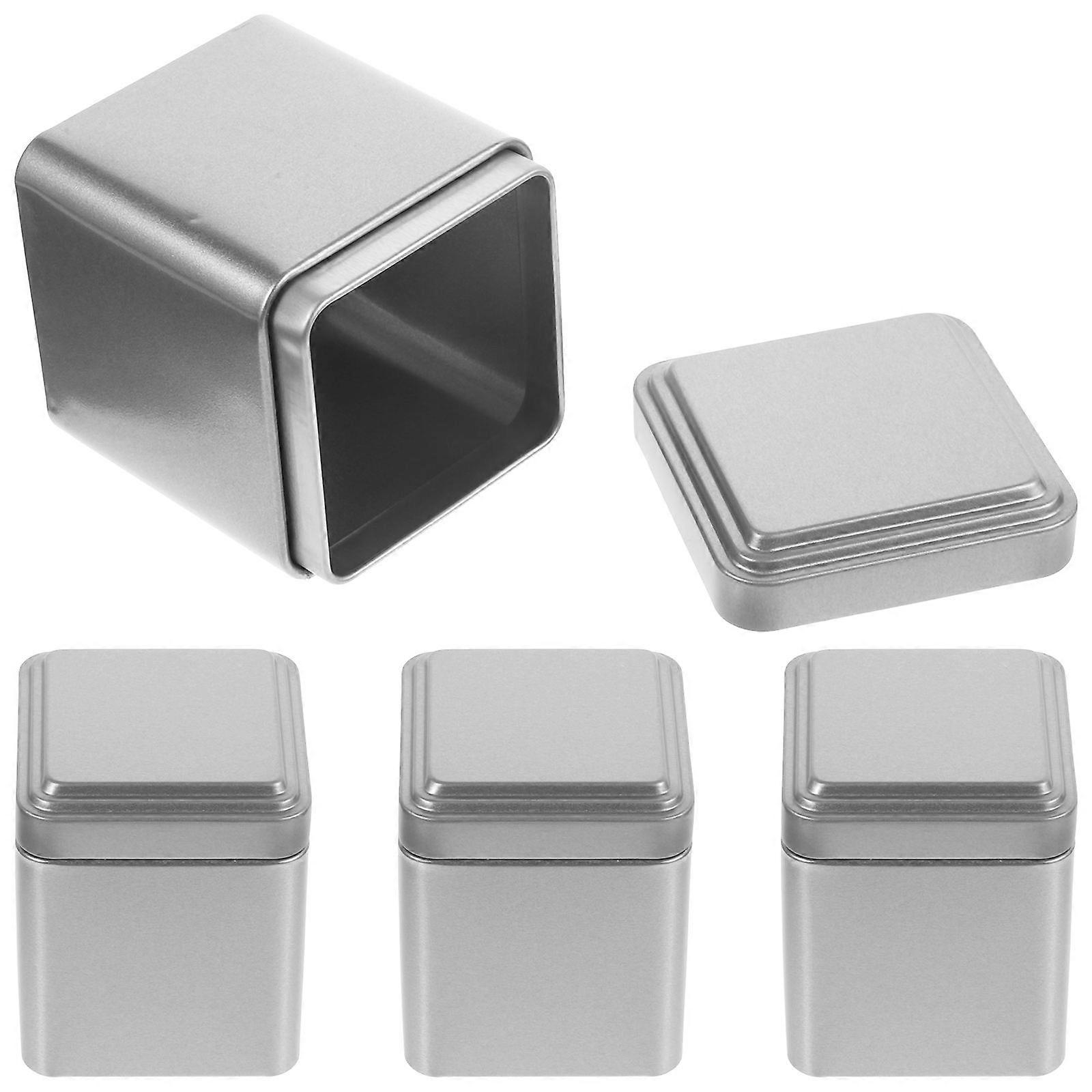 Tinplate Candy Jar Tea Canister for Storage 4Pcs Silver Storage Set