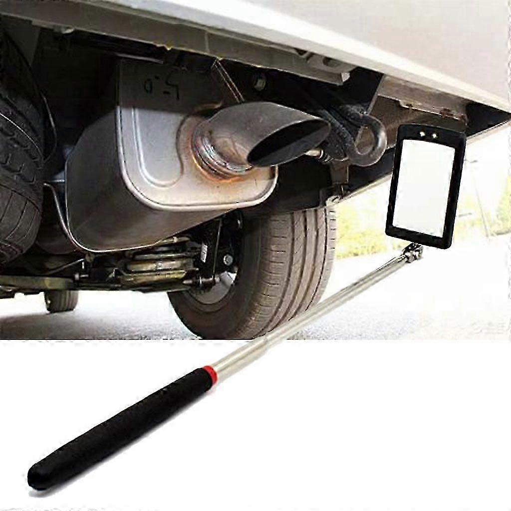 LED Inspection Mirror illuminate Extendable Telescoping Swivel Light Lighted