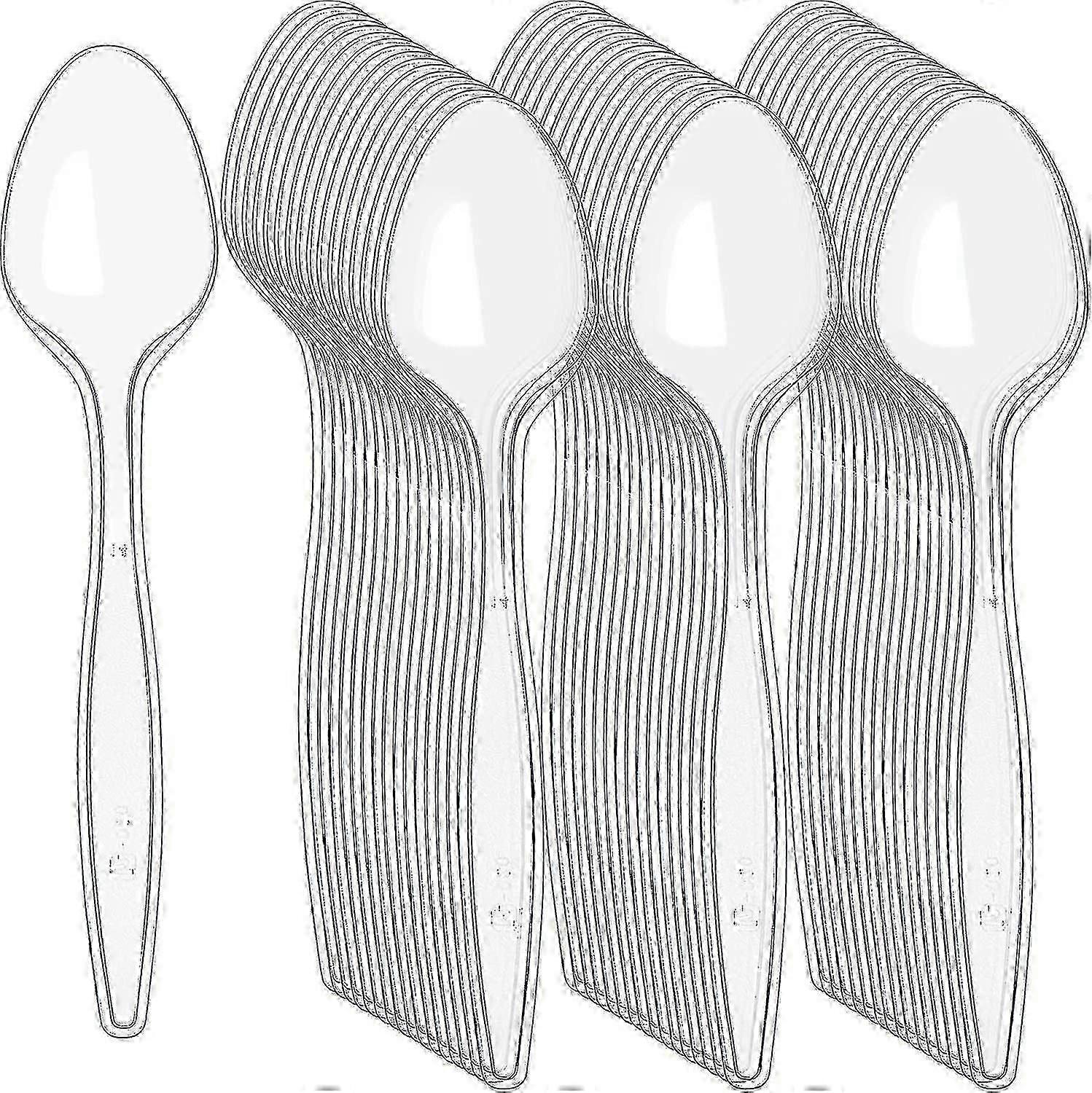 Althee 500 ピース透明プラスチックスプーンヘビーデューティプラスチックシルバーウェアプラスチックカトラリー透明