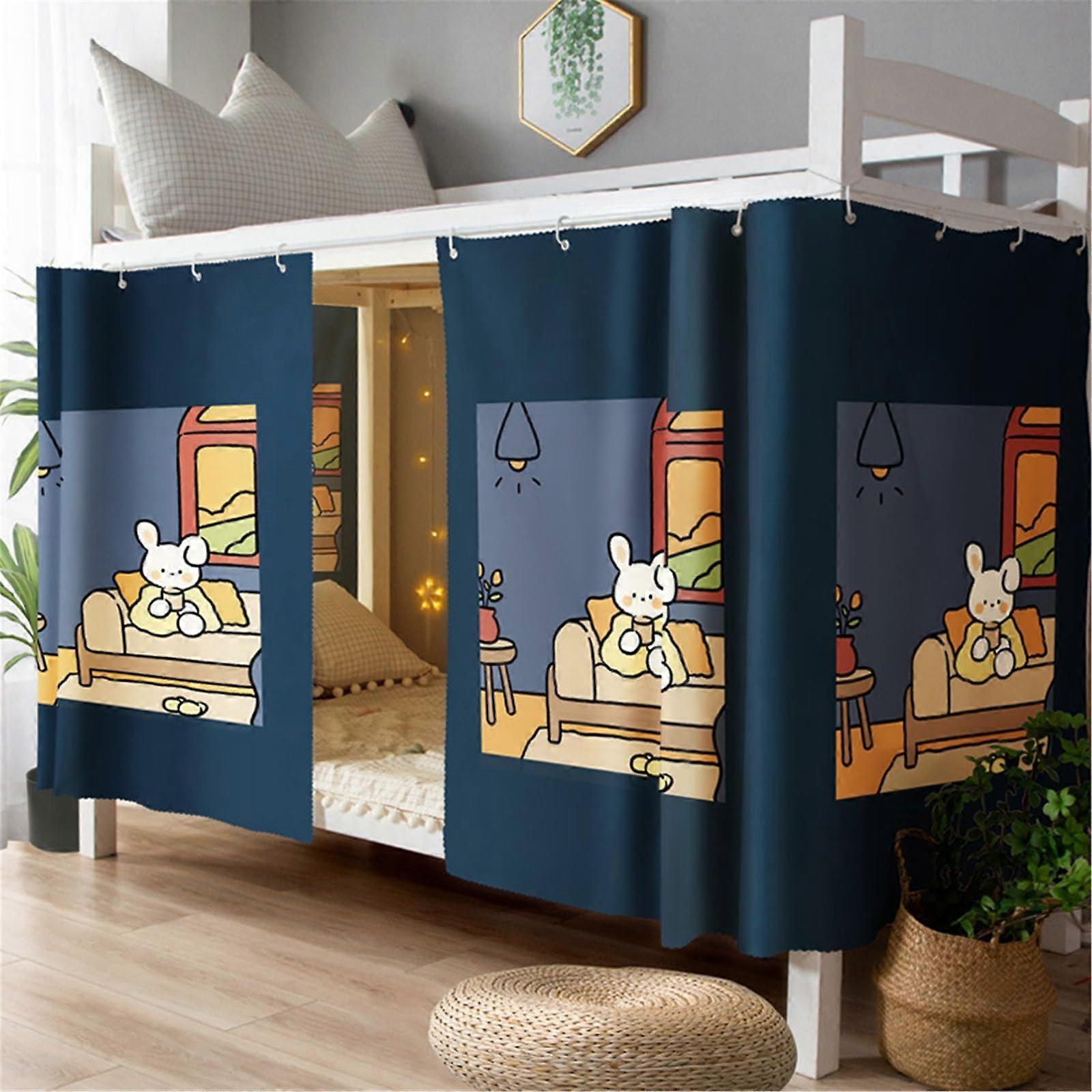 Bunk Bed Curtains for Bottom Bunk Privacy and Light Control, Breathable Washable Fabric, Set of 2
