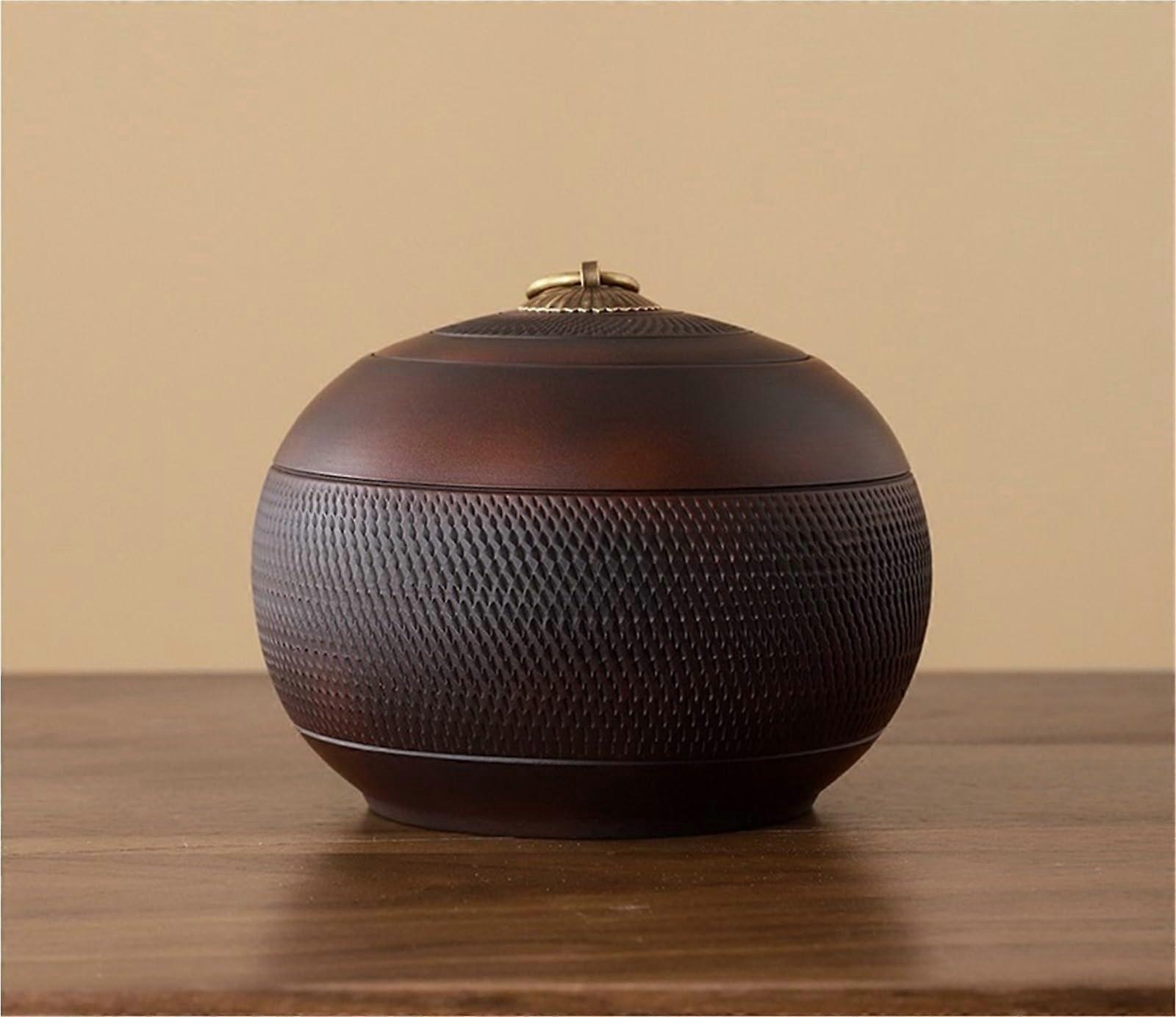 Airtight Ceramic Tea Canister with Elegant Porcelain Design for Versatile Storage – Brown