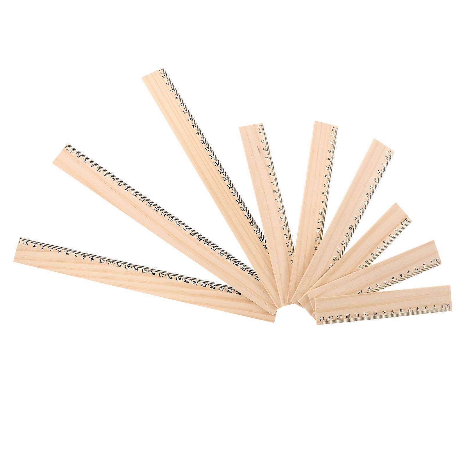 Measuring Tool 96 Pcs Wooden Ruler Set 15cm 20cm 30cm for School and Office Use with Accurate Scale Markings in Khaki