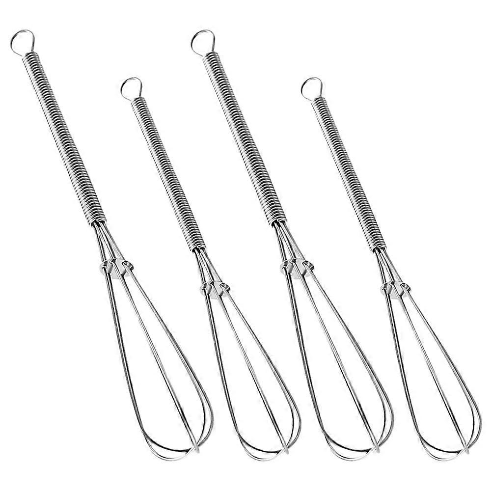 Silver Stainless Steel Egg Whisk Set for Kitchen Use 4Pcs Handheld