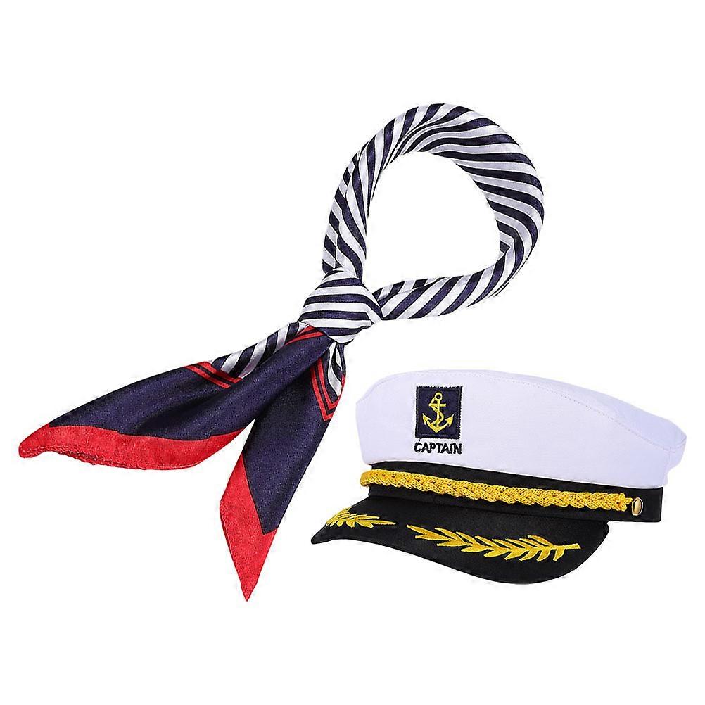 Sailors Hat Captain Sailor Hat and Scarf Set for Performance Use 1Set