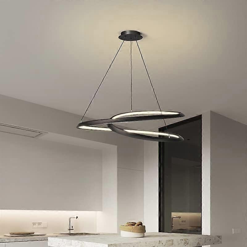 Modern Chandelier LED Pendant Light with Linear Ring Design for Dining Room and Living Room