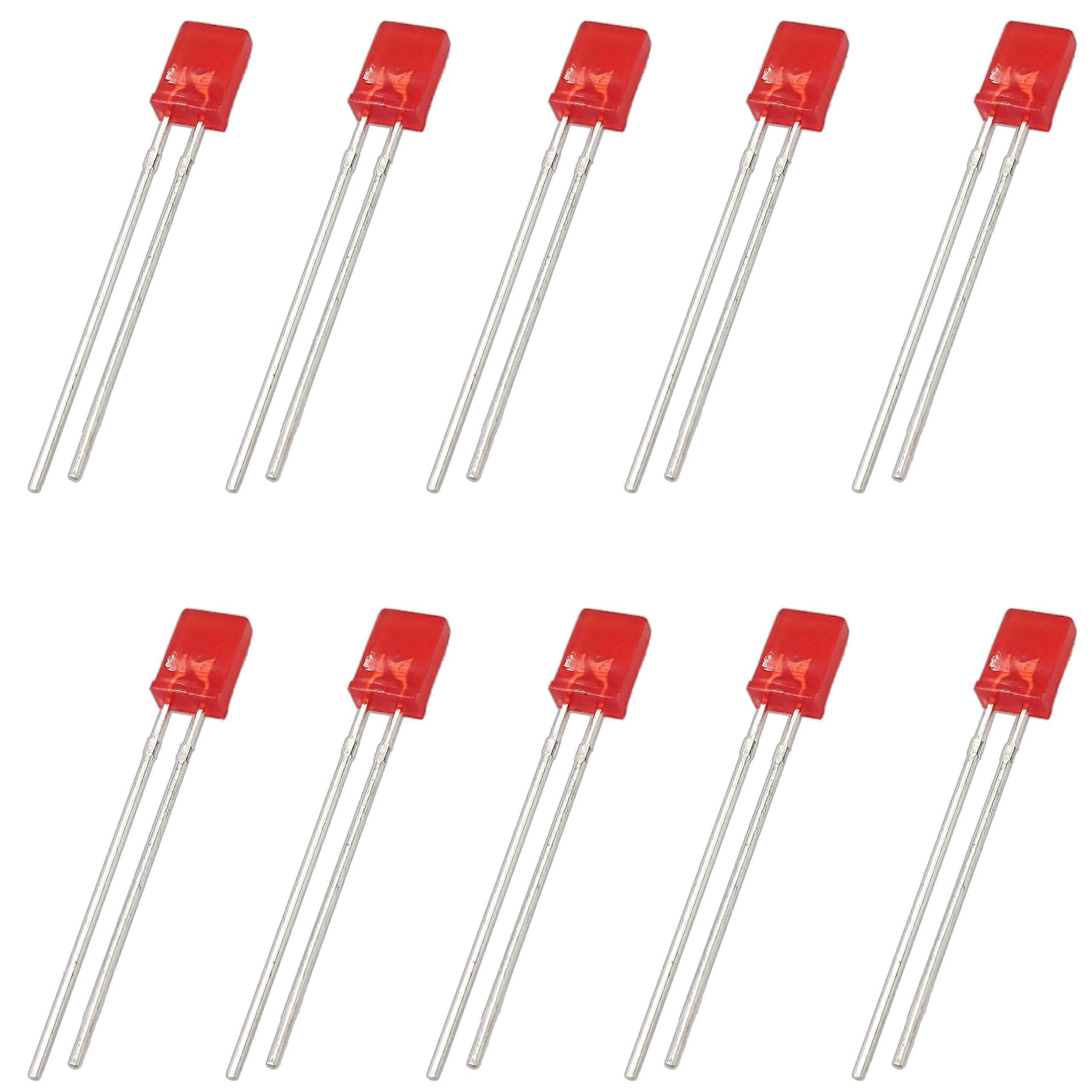 10 Pack Red Rectangular Diffused LEDs 5mm x 2mm x 7mm Bright Low Voltage Indicator Lights