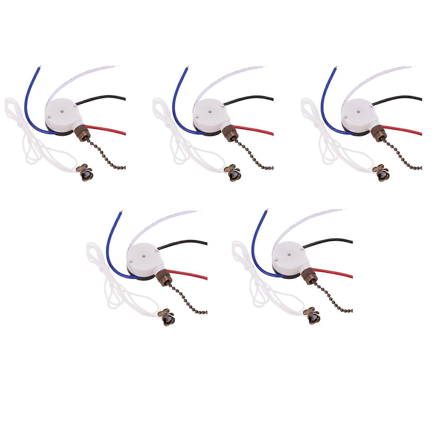 5X Ceiling Fan Switch Kit 3 Speed 4 Wire, Zipper Speed Control Switch, ZE-208S Pull Wire Switch with Rope Bronze