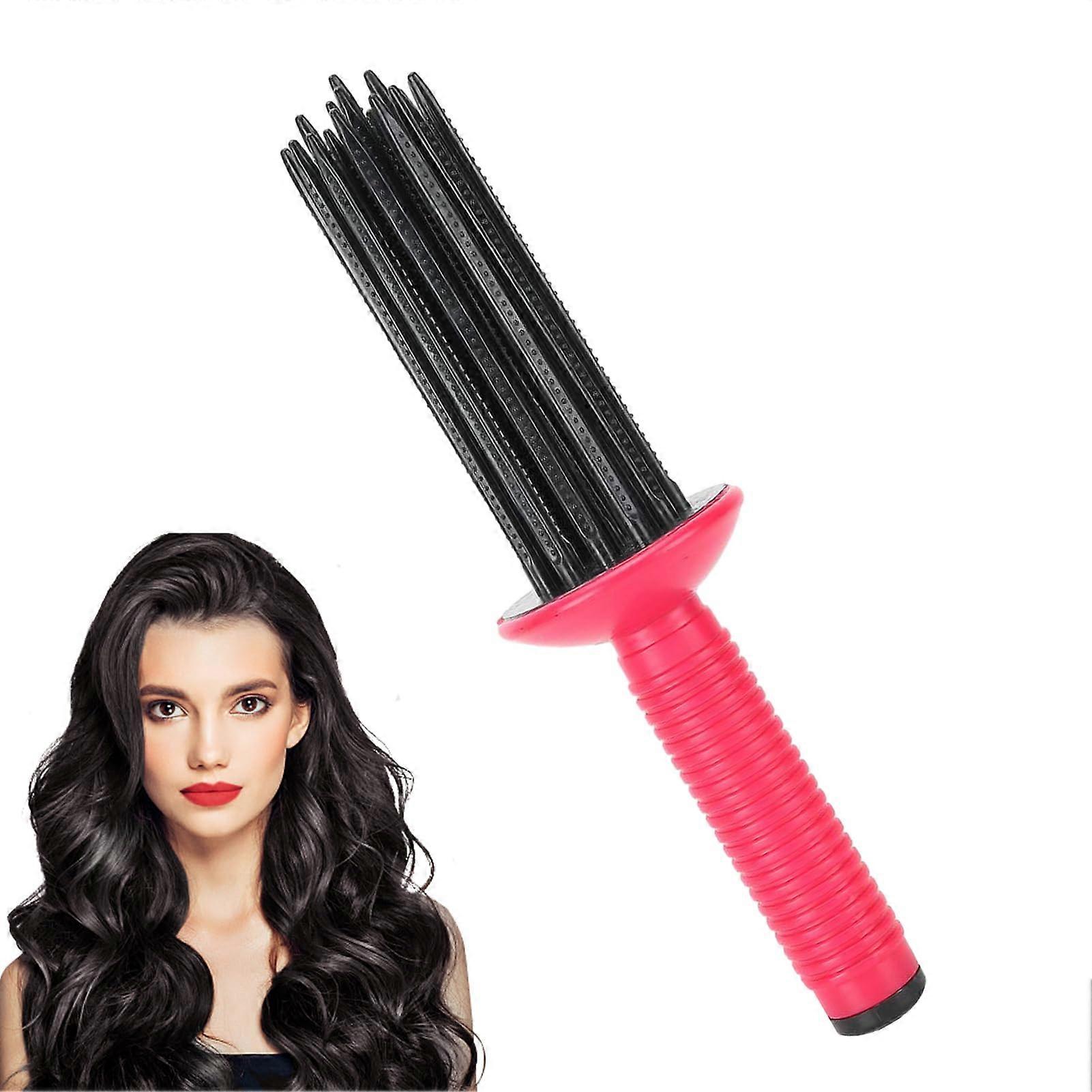 Hair Styling Brush with Heatless Curling Iron Comb, NonSlip Grip for Waves and Smooth Curls