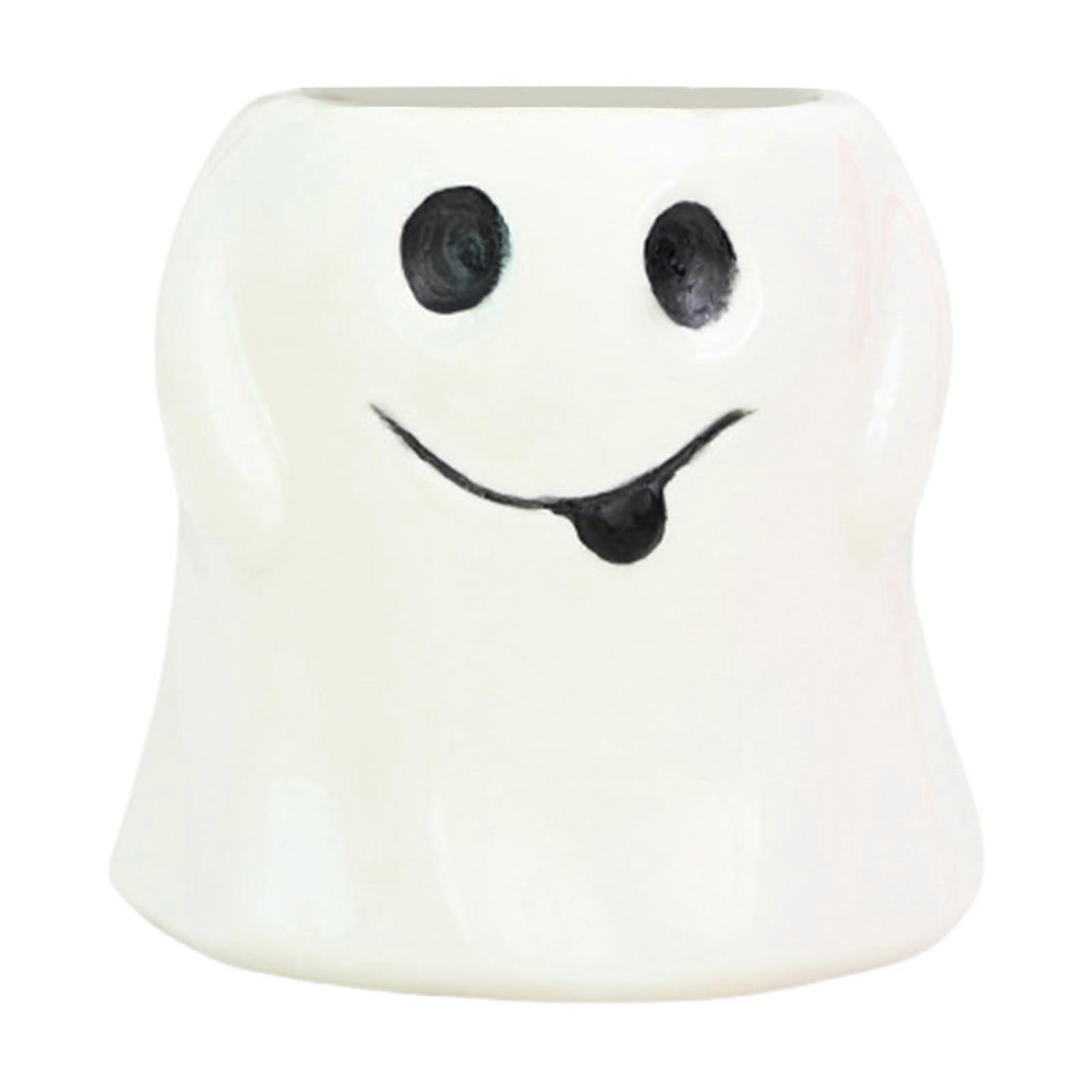 Halloween Ceramic Candy Bowl Ghost Decor Bucket for Party Table and Wrapped Sweets Display