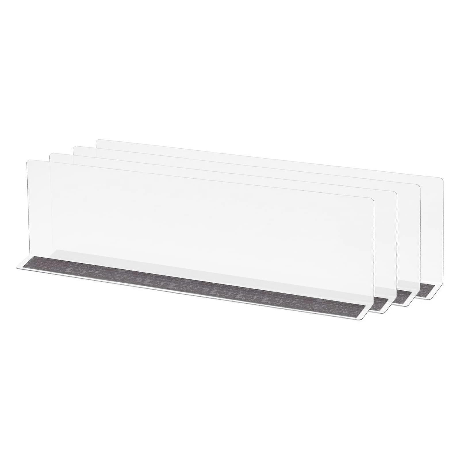 Clear PVC Shelf Dividers with Magnetic Strip, Closet Organizer Separator Pack of 4, 40x4x12cm