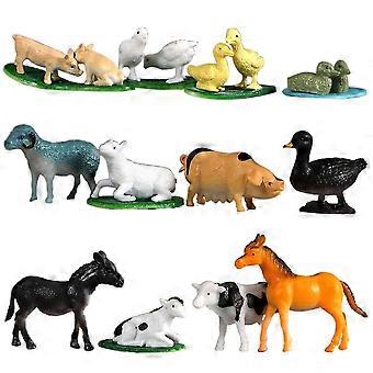 12pcs Mini realistico cavallo cane maiale fattoria animale pvc modello tavolo decor giocattoli per bambini