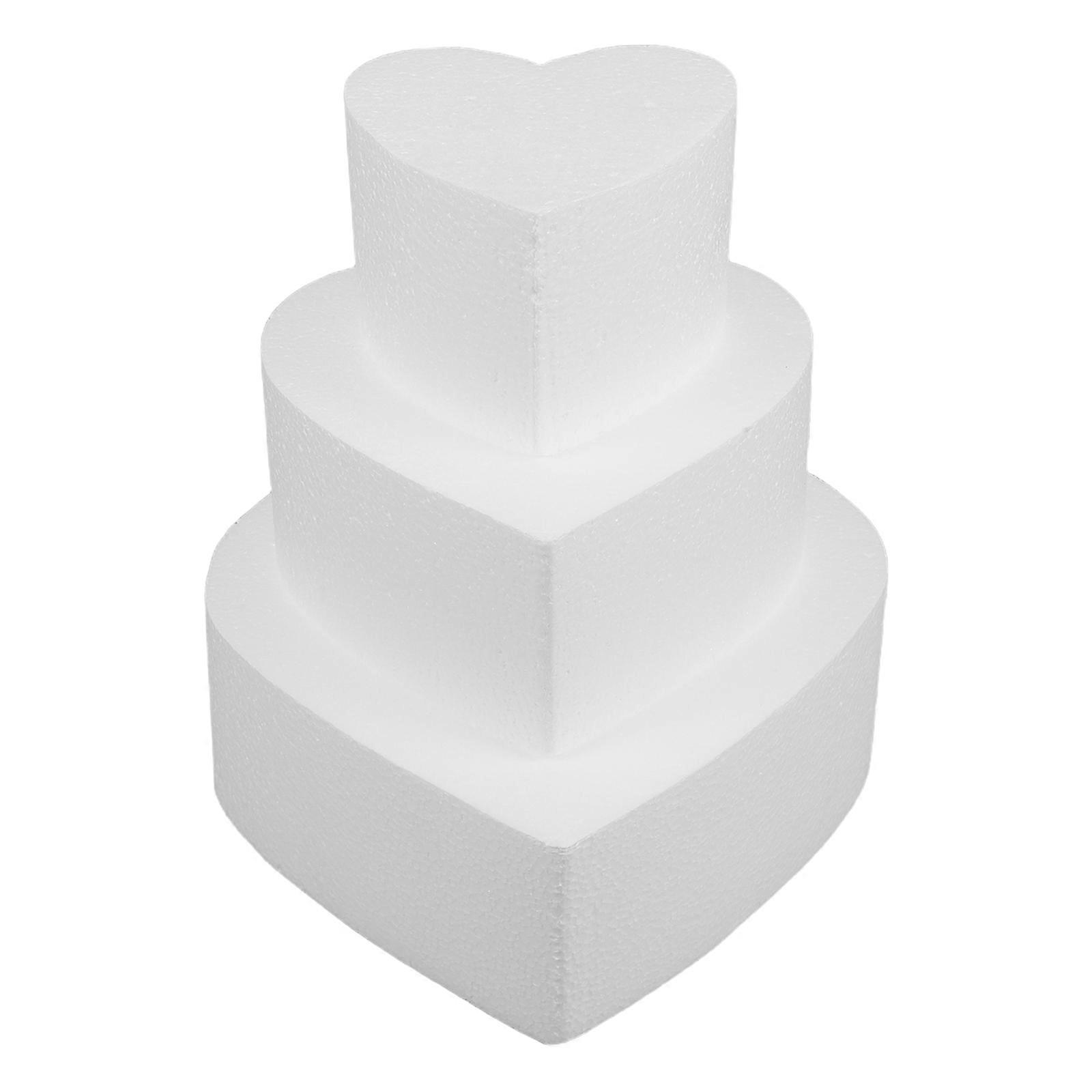 Baking Accessories Foam Cake Dummies for Decoration 3Pcs White Heart Shape