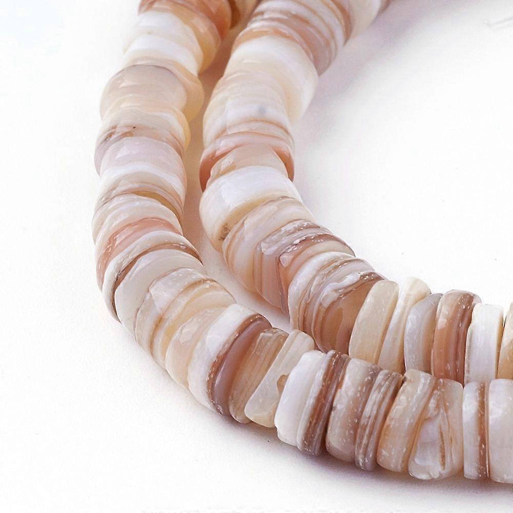Shell Beads Strands Disc White 4.9~6x0.4~6mm Hole: 0.6~0.8mm 15.2 inch