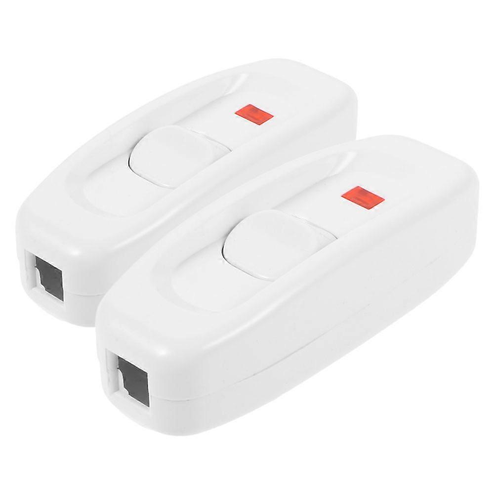 Bedside Light Switch Button Inline on Off Switch 2Pcs White Plastic