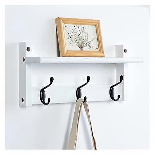 Rustic Wall Mounted Coat Rack with Shelf and Hooks for Entryway Storage and Home Organization