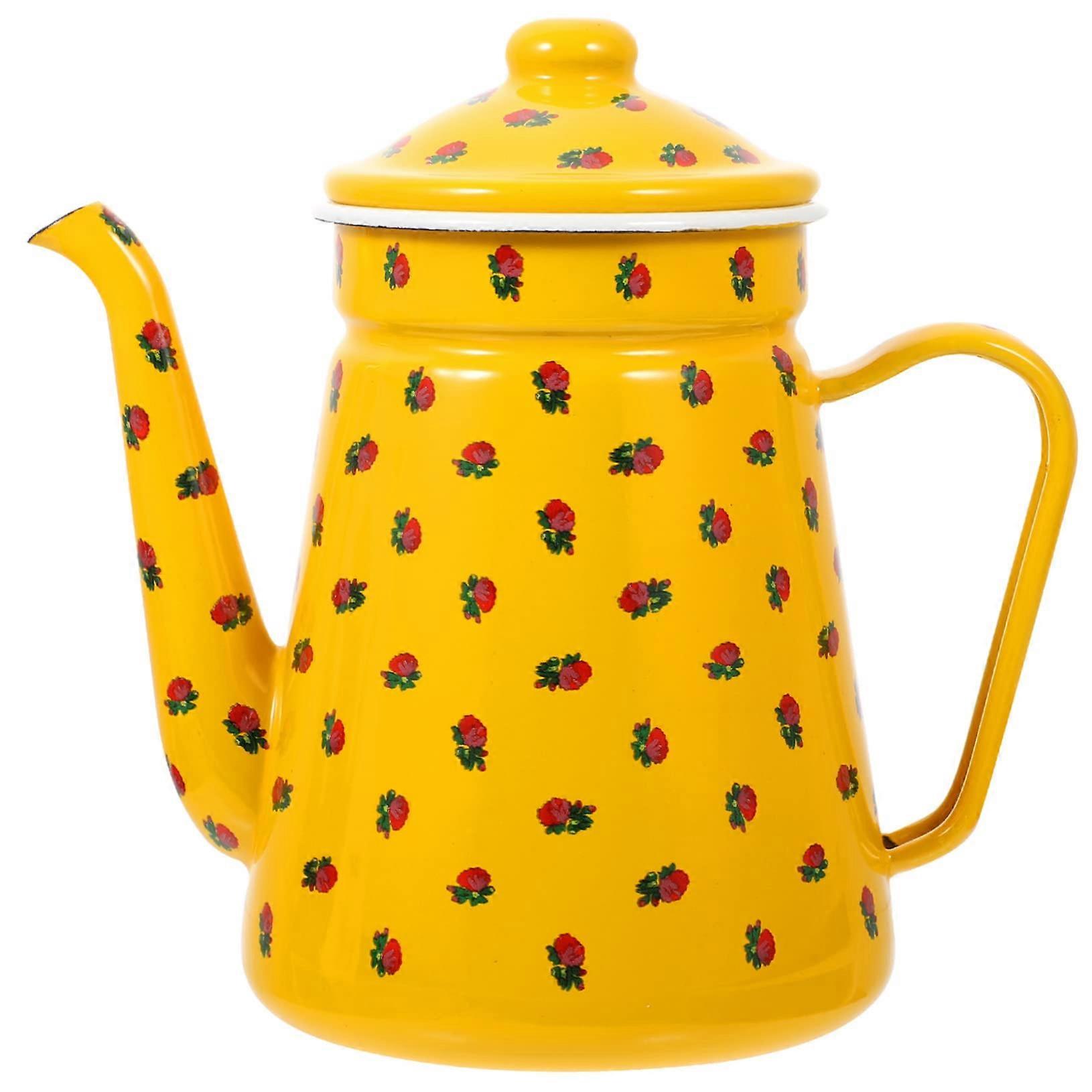 Tea Kettle with Rustic Enamel Design, Large Capacity, Fast Boiling, Campfire and Stove Safe