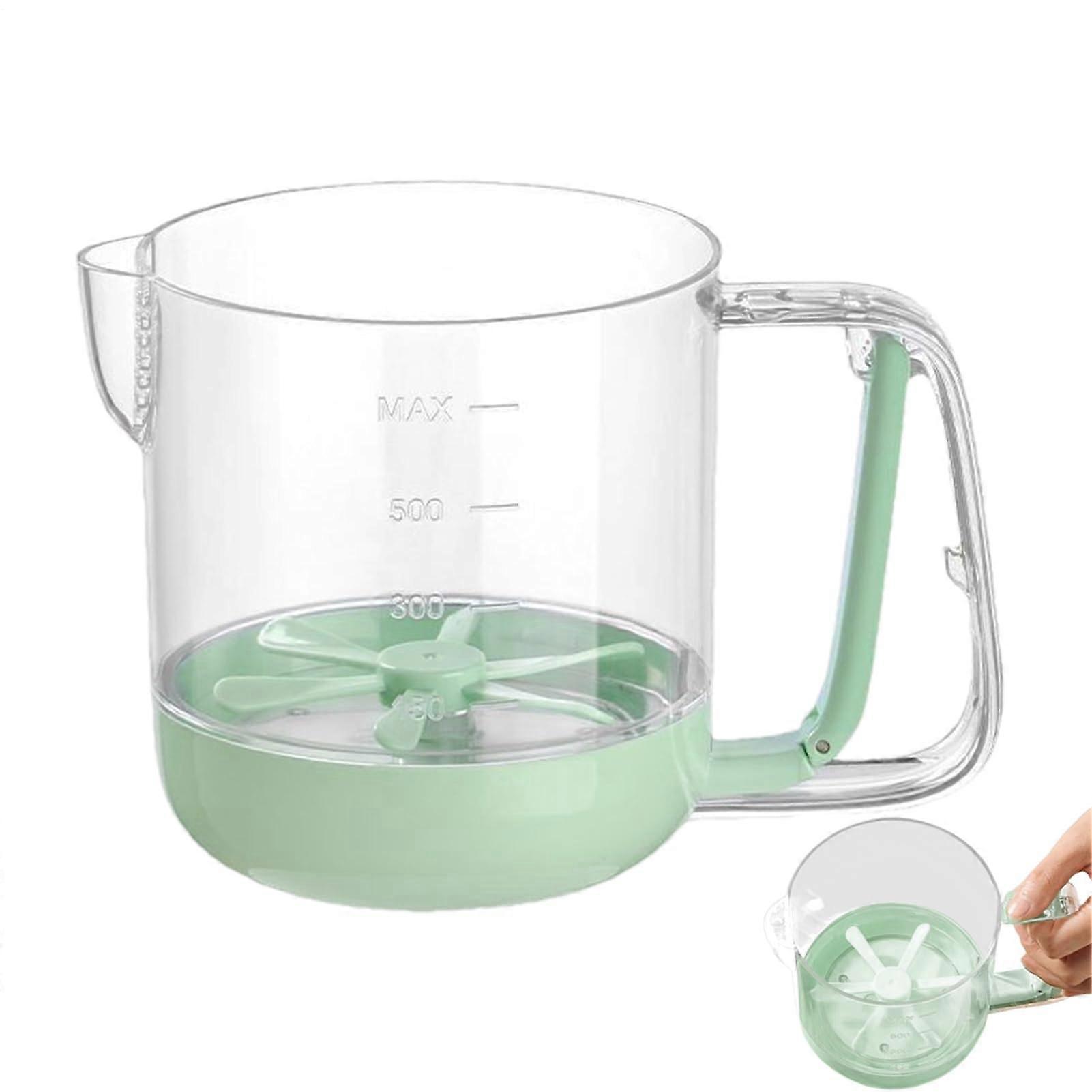 Egg Whisk Hand Press Mixer with Measuring Cup for Baking, Large Capacity Easy Clean Green
