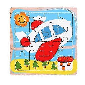 Wooden Cartoon Plane Rocket Board Development Kids Toy 26-27s