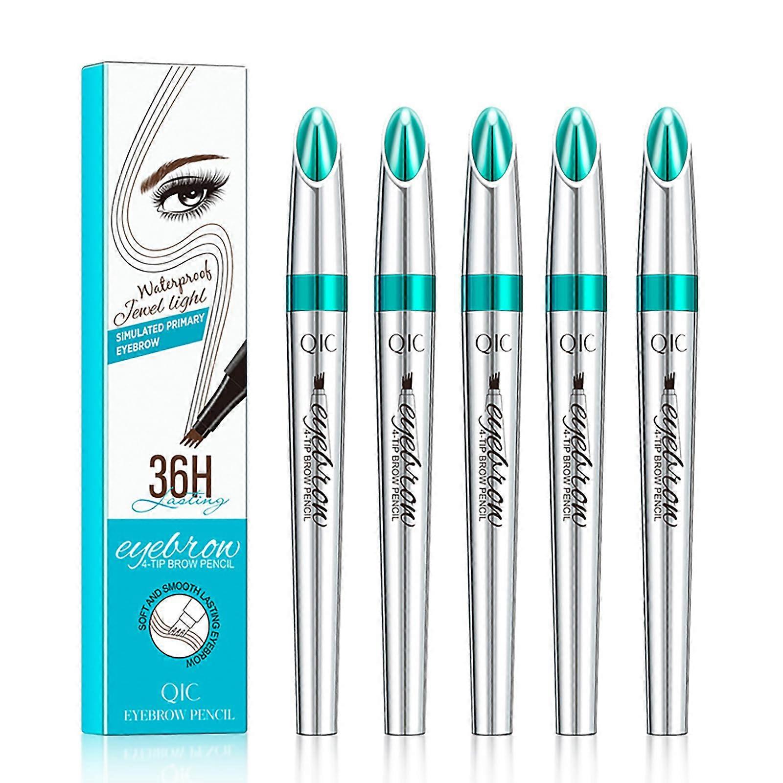 5 Pcs Waterproof Microblading Eyebrow Pencil with MicroFork Tip for Natural LongLasting Brows