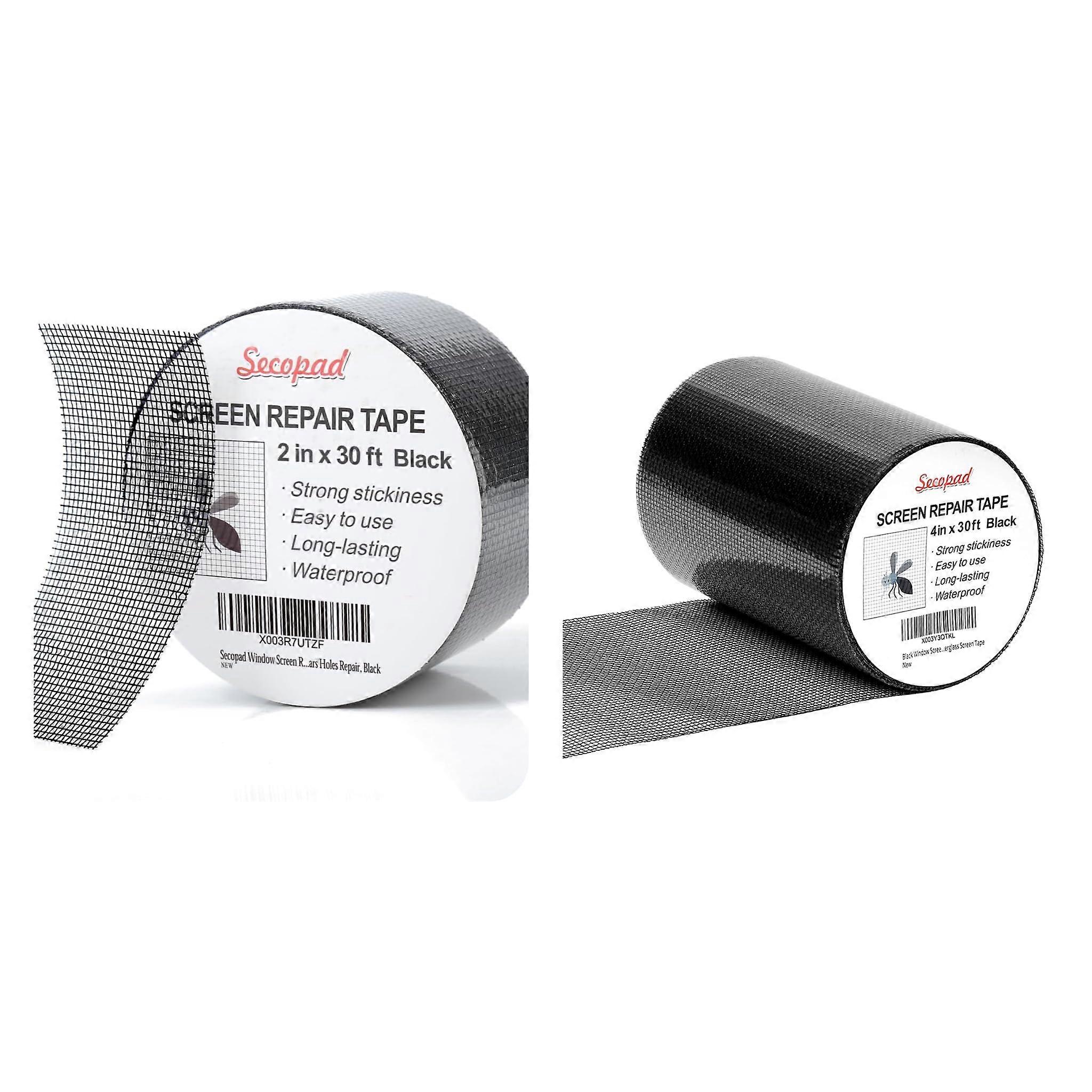 Black Window Screen  Tape 30ft, 2in and 4in Weatherproof Adhesive for Easy Screen Patch