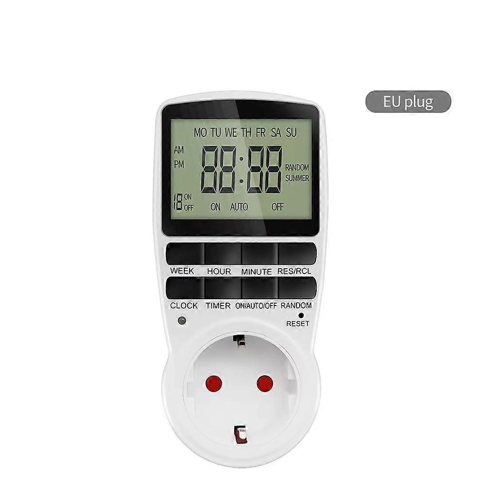 1pc EU Plug Timer Switch Digital Power Socket Energy Saving Adjustable Kitchen Timer Outlet Week Hour Programmable Timing Socket
