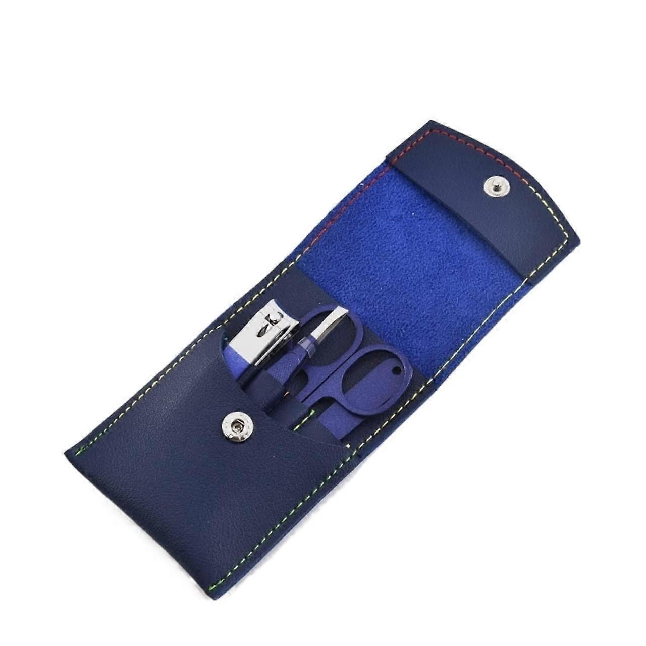 Manicure Set with Sharp Precision Clippers, Rustproof Stainless Steel Grooming Tools, 4Pcs Blue