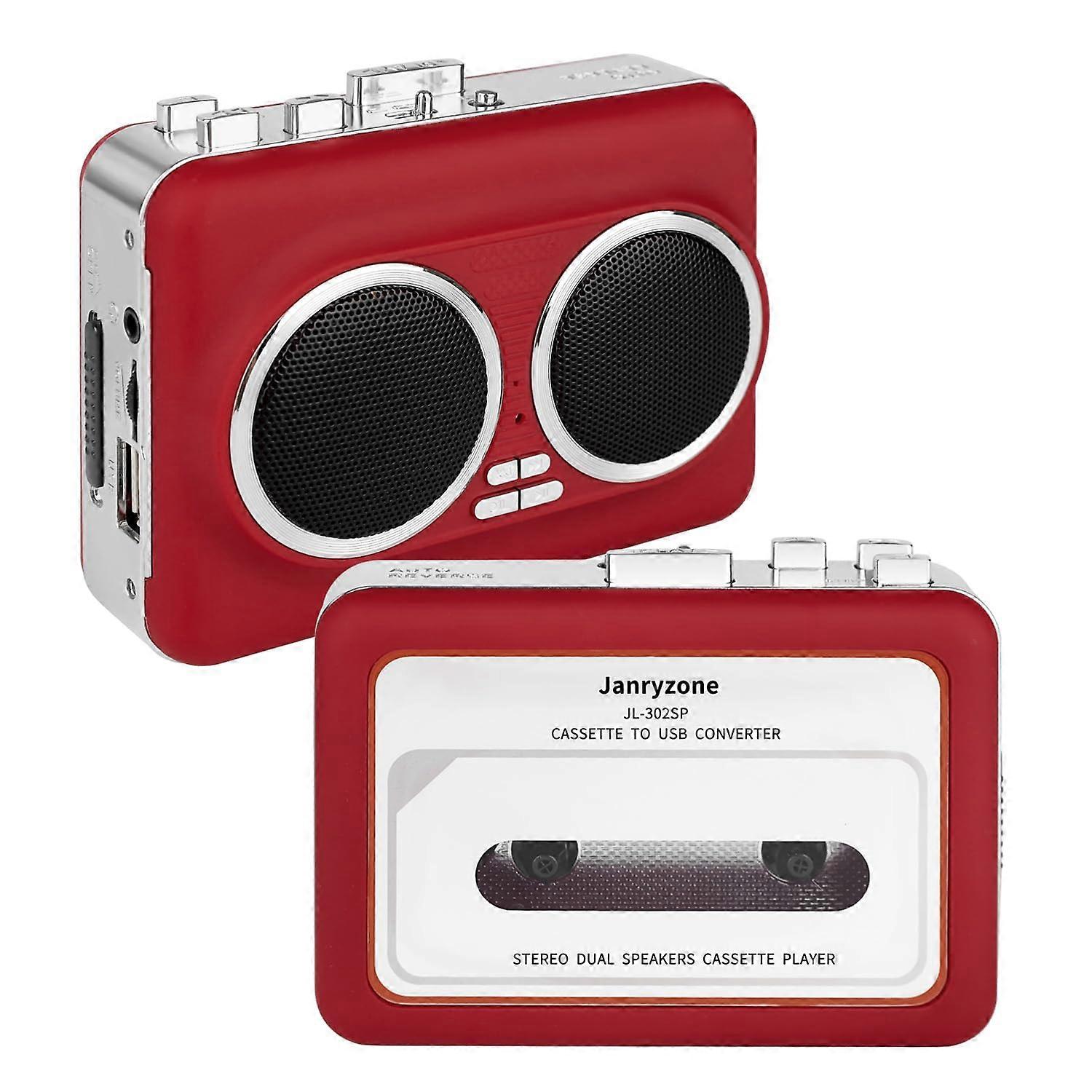 Portable Cassette Player with Auto Reverse, USB MP3 Conversion, Dual Power and 3.5mm Output