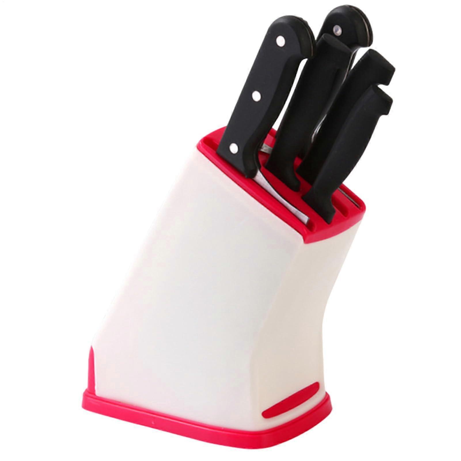 Kitchen Knife Holder with Fast Drainage Holes, SpaceSaving Multifunctional Storage Stand Red