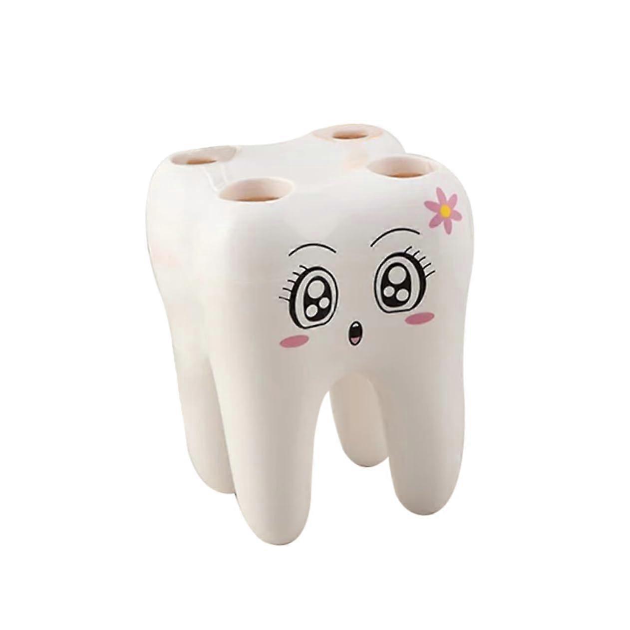 Cute ToothShaped Toothbrush Holder Bathroom Organizer for Toothpaste Razor and Small Items