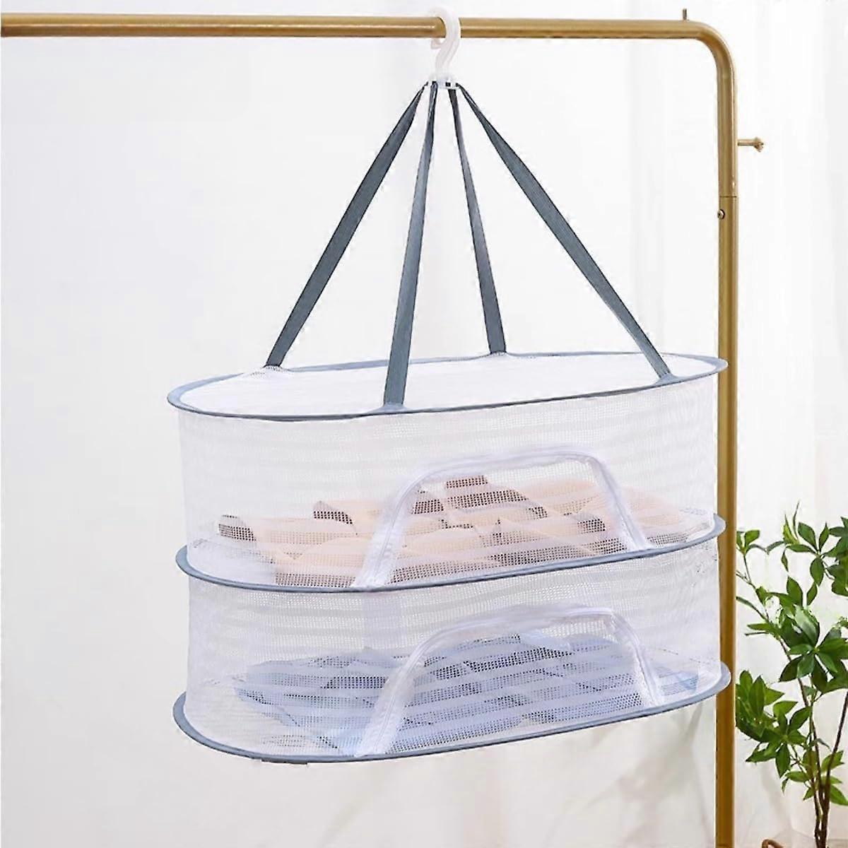 Clothes Drying Rack Mesh Double Layer Foldable Sweater Dryer Windproof Breathable 40x60cm