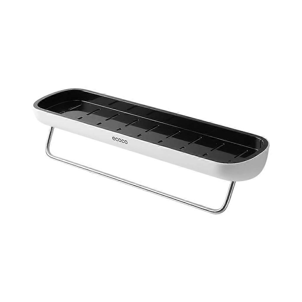 Bathroom Shower Shelf Wall Mounted Punch RustProof Stainless Steel Caddy with Drain, Black