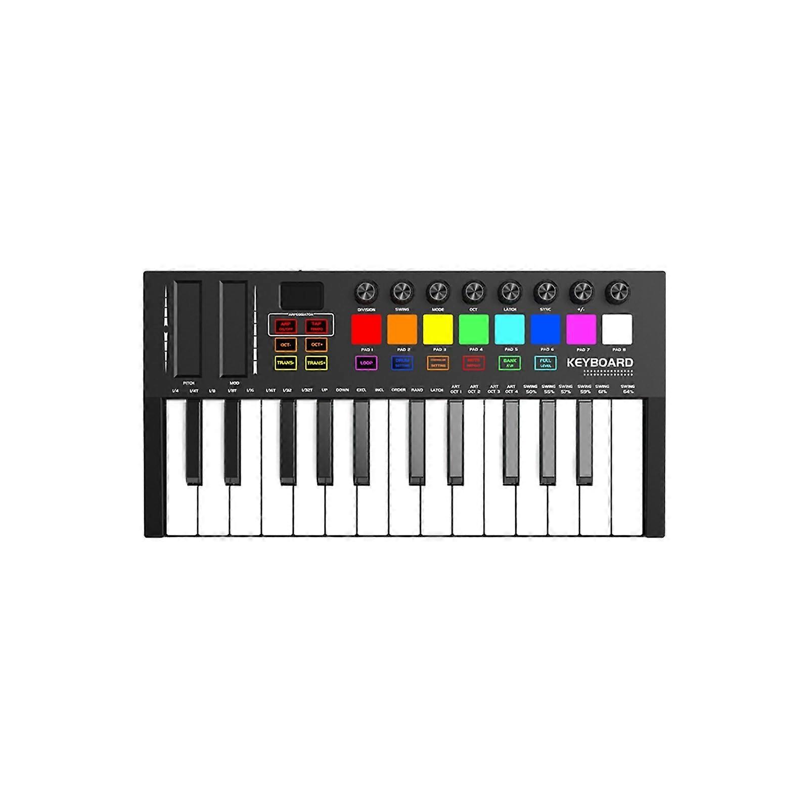 25Key Electronic Music Keyboard Controller with Touch Sensitive Keys and Expandable Pad Control