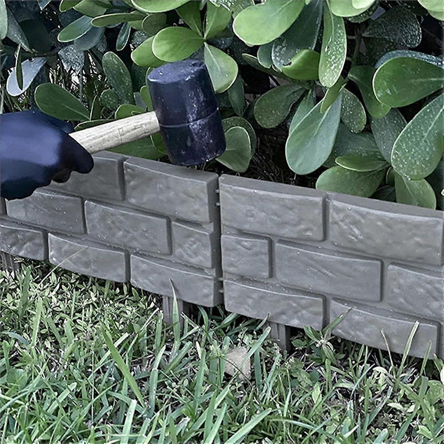 4Pcs Garden Fence Edging Panels Classic Picket Style Outdoor Imitation ...