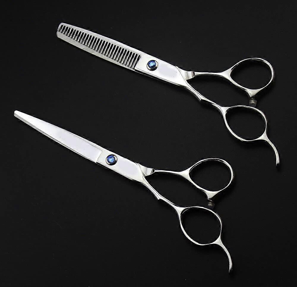 Conjunto de Tesouras Profissionais para Cabeleireiro, 5,5 polegadas para Desbaste e 6 polegadas para Corte, em Aço Inoxidável