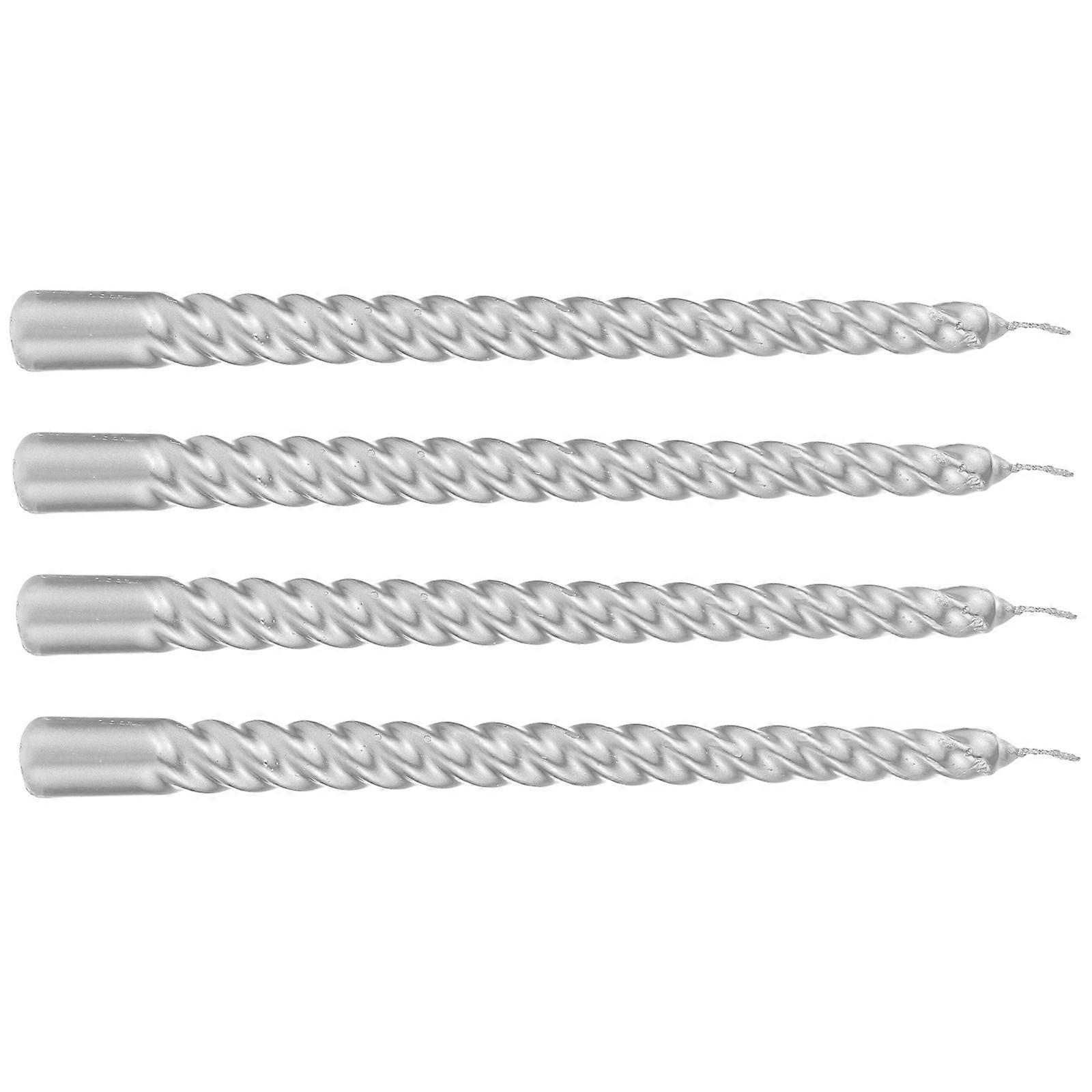 Scented Dinner Candles Unique Candle for Decor 4Pcs Silver Design