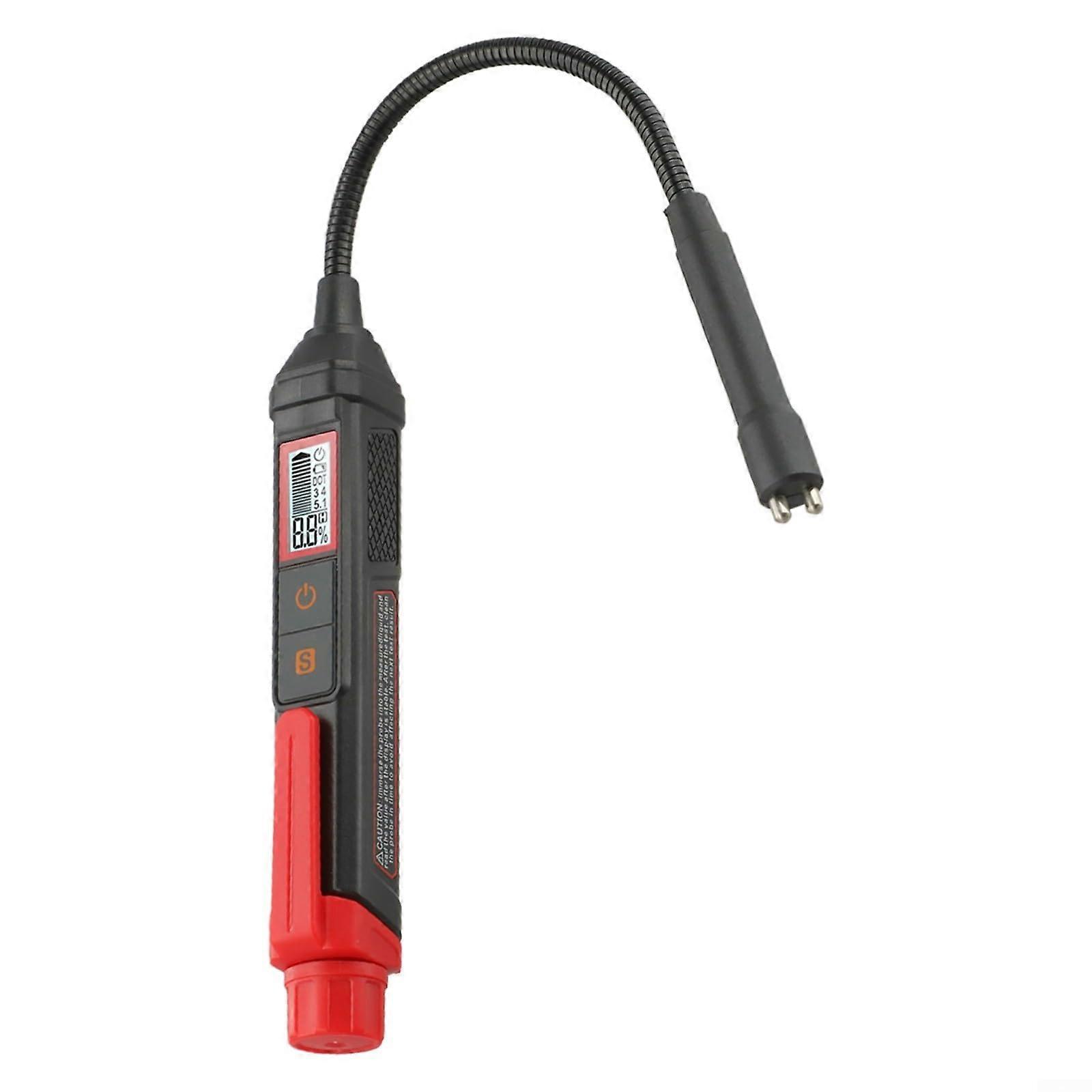 Digital Brake Fluid Tester with LCD Display for DOT3 DOT4 DOT5.1, Flexible Probe, Moisture Readout