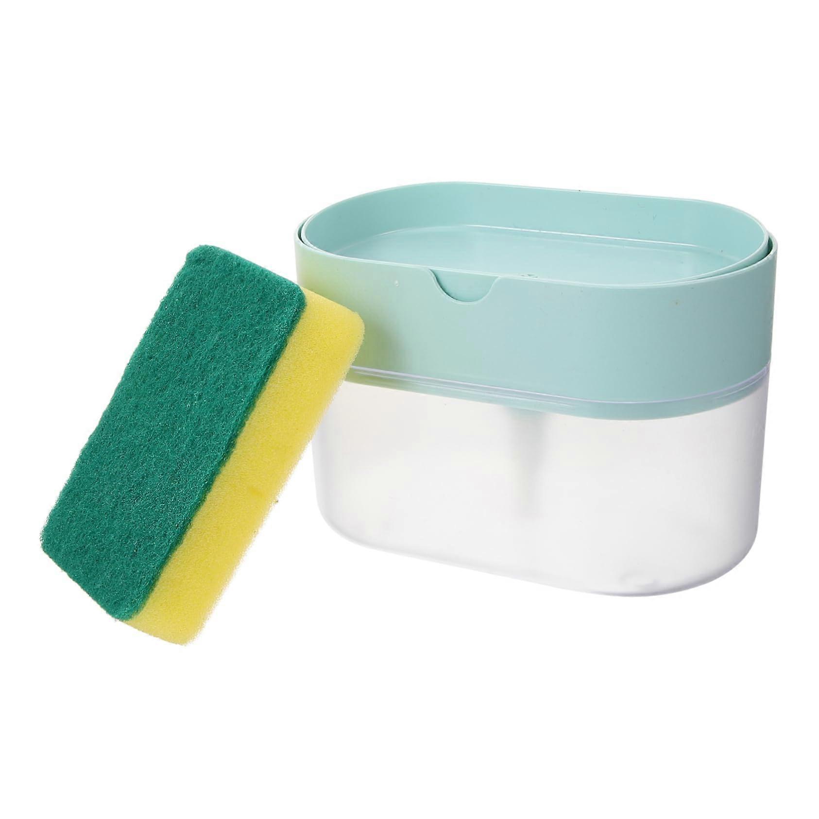 Automatic Dish Soap Dispenser with Sponge Holder for Kitchen Sink, OneHand Press Compact Design