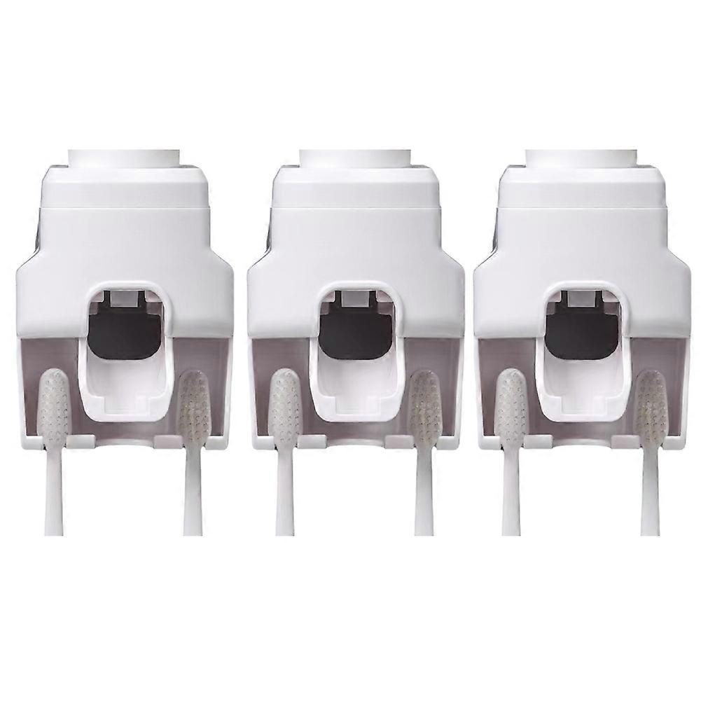 Automatic Toothpaste Squeezer Wall Mounted Punch-Free Toothbrush Storage Rack Toothbrush Holder Squeezer White