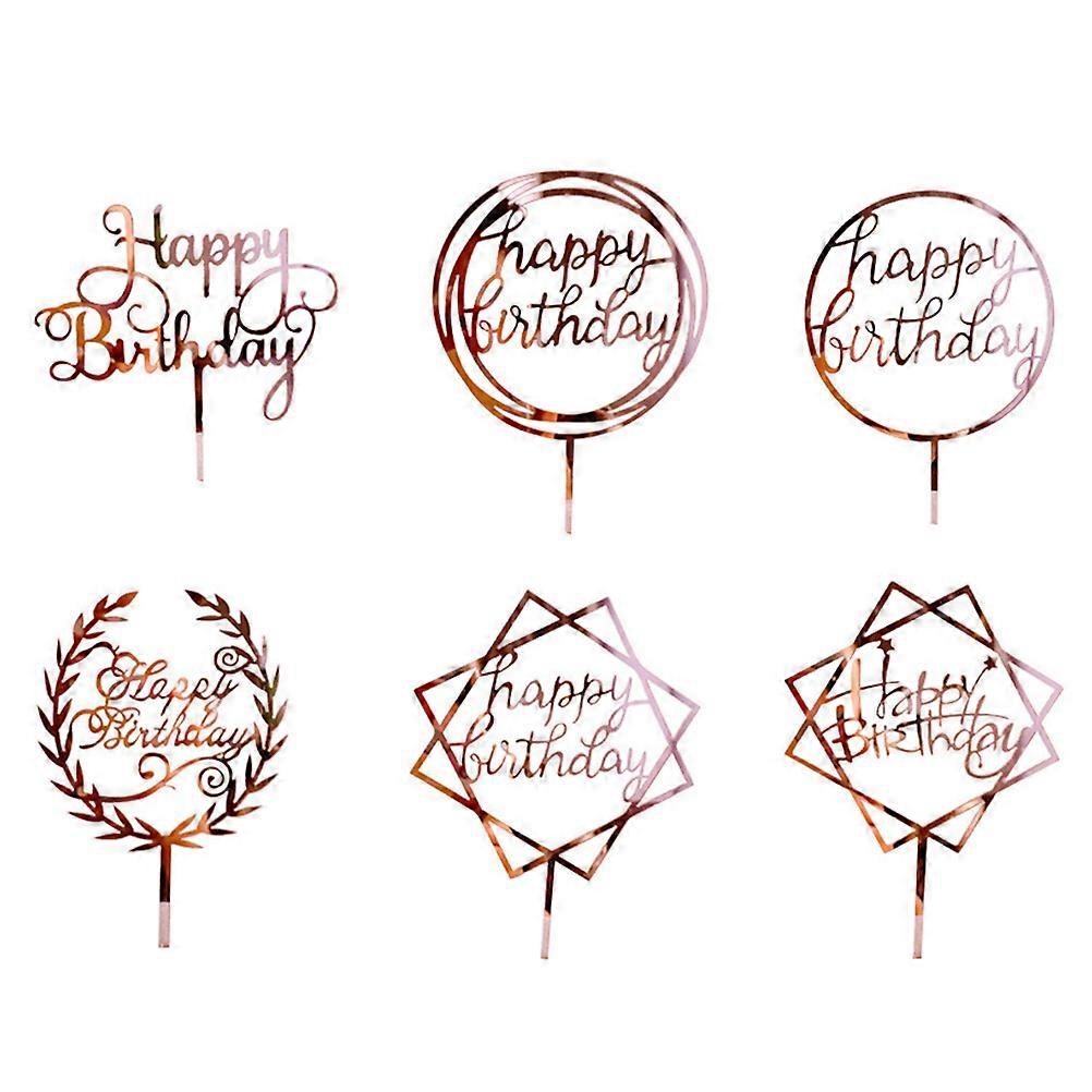 Cake Insert Happy Birthday Cake Topper for Decor 6Pcs Premium