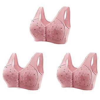 3 PC Bra for Seniors Front Closure Bras for Older Women Comfortable Convenient Front Close Button Cotton Bras