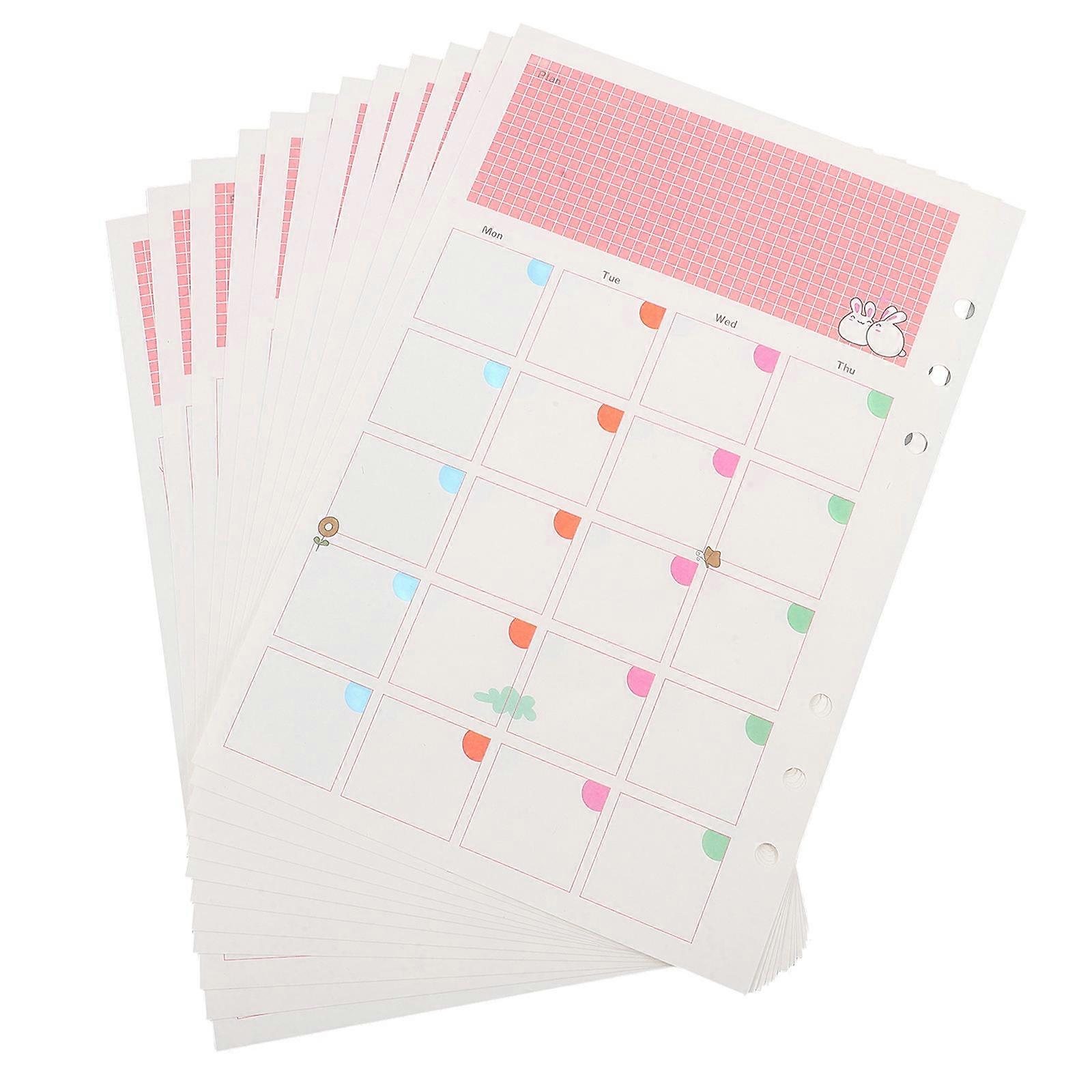 Filler Paper A5 Size for Spiral Notebook Monthly Plan 3Pcs Colored